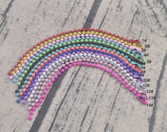 Wholesale 10-100Pcs 12CM Multicolor Ball Chain Key Chains,4.5 inch Ball chain with connector clasp,2.3mm Diameter