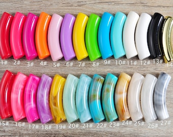 PandaHall 40 perline in acrilico curvo, colori misti, tubo lungo curvo, connettore per tagliatelle con 40