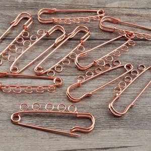 50pcs 50mm Rose Gold Metal 5 Loop Kilt Pin Safety Pins Brooch Blank Base Brooch Pins For DIY Jewelry Making Accessories Supplies