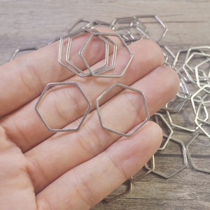 40/100PCS Rhodium Hexagon Charm, Brass Hexagon Rings,Geometry Charms,Earring Findings, Jewelry Making, Diy Material, Jewelry Supplies-YY3681