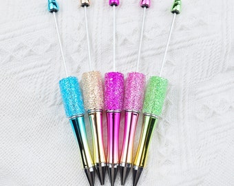 Plastic Beadable Pens with Transparent Rhinestone,Ombre Beadable pen,DIY Bead Ballpoint Pens ,Beadable pens for gifts and craft projects