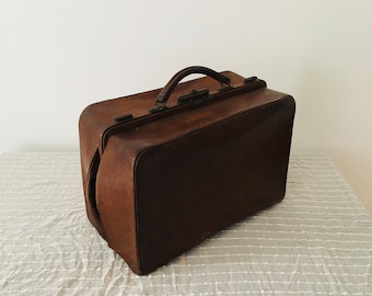 Sac Vintage cuir médecin Gladstone Sacoche Docteur Malette Médicale French Antic Gladstone Travel Bag Doctor Apothicaire