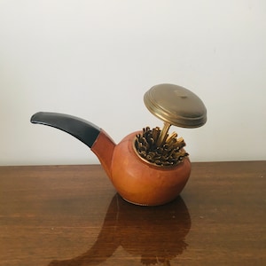 Rare Longchamp Pipe Cigarette Dispenser Leather France 1970