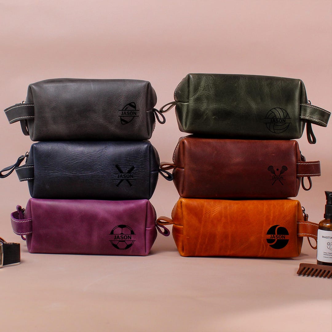 Personalized Leather Dopp Kit , Leather Toiletry Bag, Groomsmen and