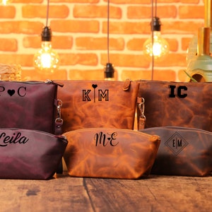 Custom Travel Bag for Women, Women Beauty Bag, Personalized  Leather Makeup Bag, Custom Leather Cosmetic Bag, Custom Makeup Bag