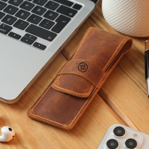 Custom Leather Pencil Case, Handmade Leather Pen Holder, Leather pen case, Leather pen pouch, Pen holder, Father&#39;s Day Gift