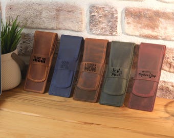 Leather Personalized Pencil Holder, Custom Pencil Case Holder, Personalized Pen Holder, Engraved Pen Case, Personalized Leather Gifts