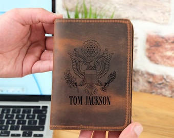 Leather Passport Cover, Custom Passport Holder, Personalized Travel Wallet, Custom Engraved Anniversary Gift, Leather Travel Wallet