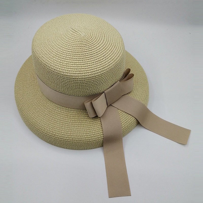 Elegant Bow Big Brim Beach Hat for Women White Black Ribbon - Etsy