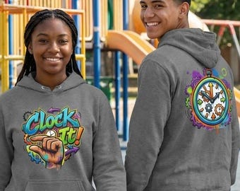 Clock It - Streetwear Hooded - Long Sleeve Shirt  Unisex - Urban Crossover - Casual Style
