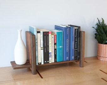 Walnut and Sapele Tabletop Bookshelf