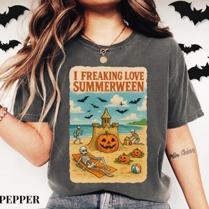 Summerween Comfort Colors Shirt, Summer Halloween shirt, Halloween Skeleton shirt, Cute Spooky Summer vibes, Hot Ghoul summer, spooky season
