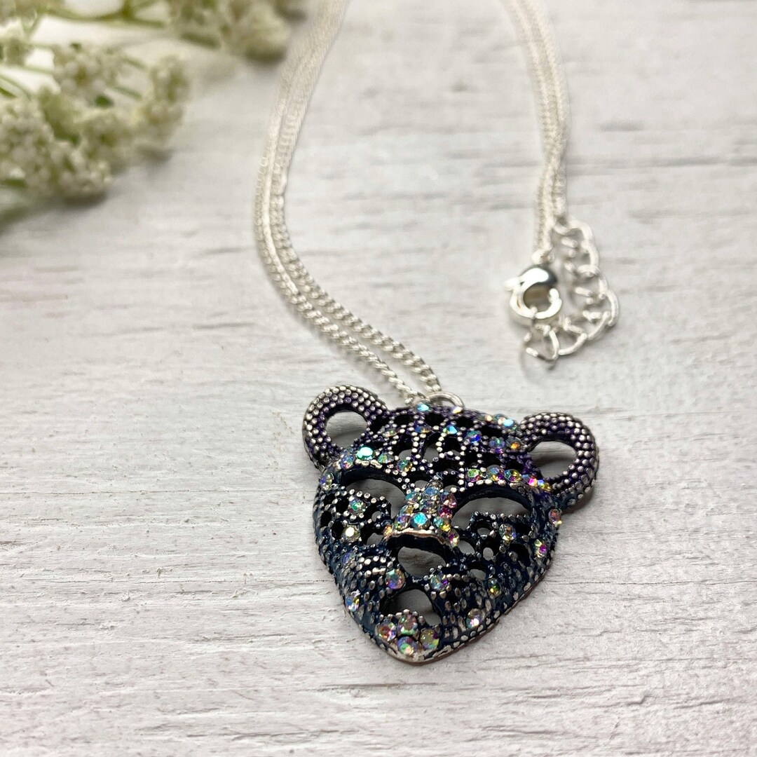 Leopard Head Rhinestone Necklace - Etsy