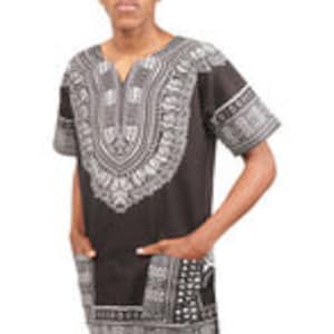 Unisex Traditionelle Afrikanische Dashiki Print Top/Shirt/Bluse Schwarz/Weiß Farbe von Klein bis 4XL