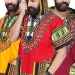 Dashiki Unisex Hoodie With Pockets in various colours from Medium to 3X-Large