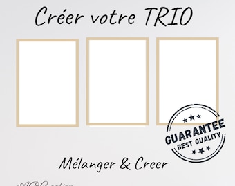 Trio Poster - Children's Room Decoration - Personalized Baby Birth Gift -