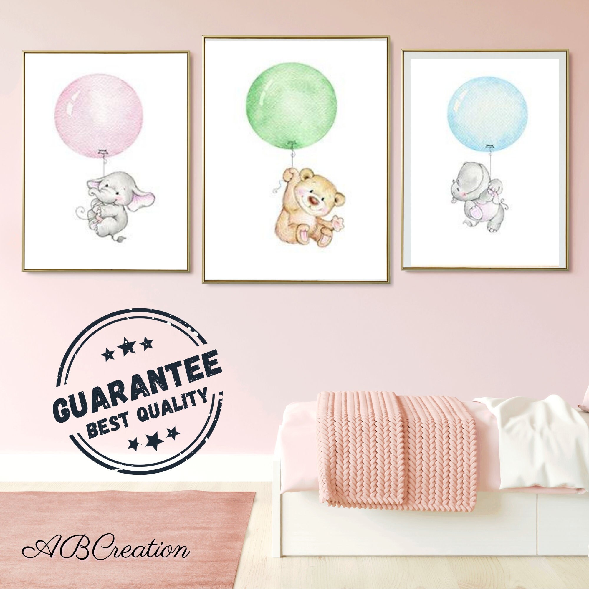 Affiche Ballon Pastel- Décoration Chambre Enfant Bebe Fille ou Garçon- Cadeau de Naissance Anniversa