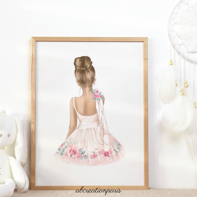Dance Theme Children's Room Poster Set 3 Posters with Personalized First Name Ballerina Gift Blonde Ballerina Triptych image 2