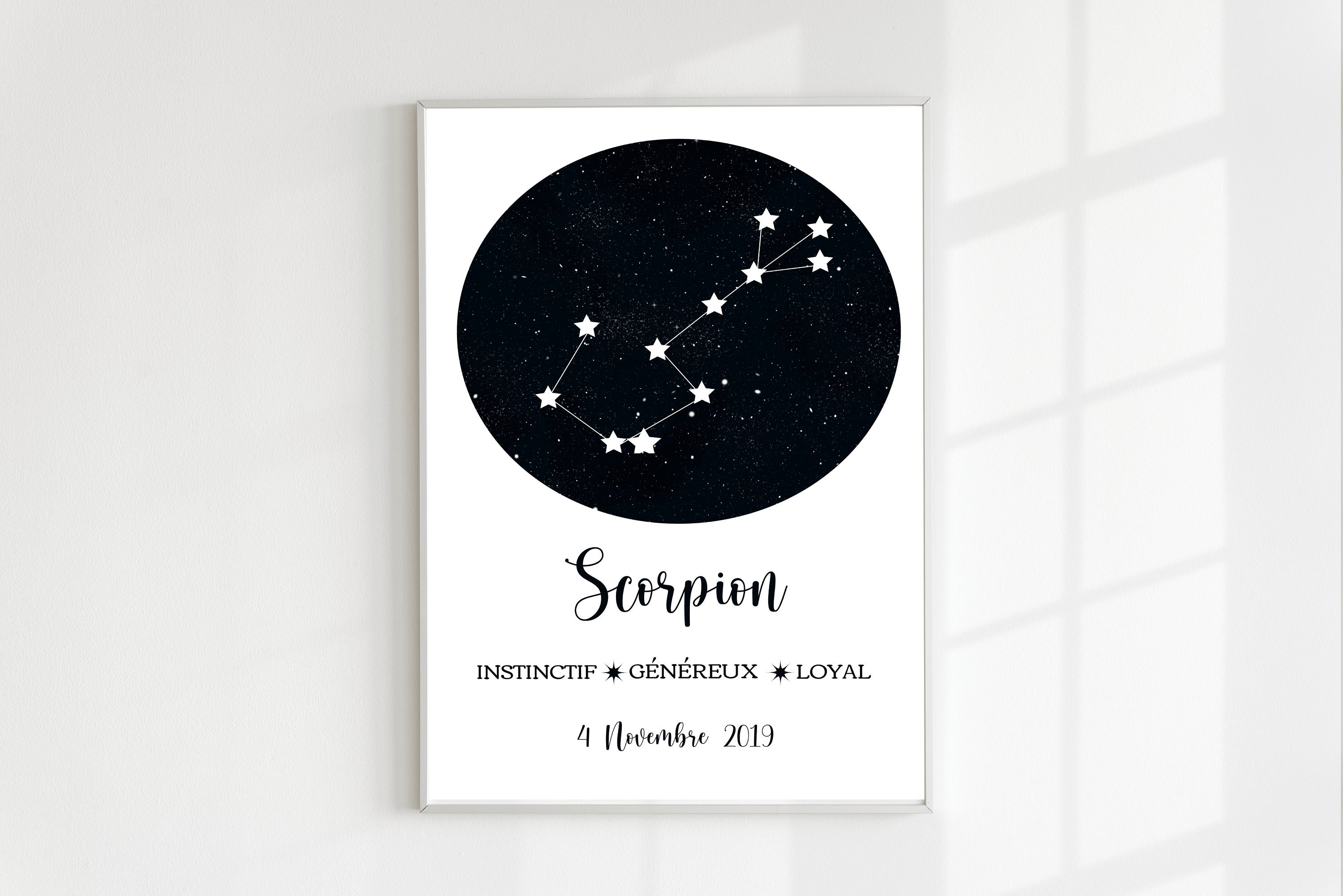 Constellation Du Zodiaque - Affiche Personnalisée Naissance, Cadeau de Naissance Signe Astrologique,