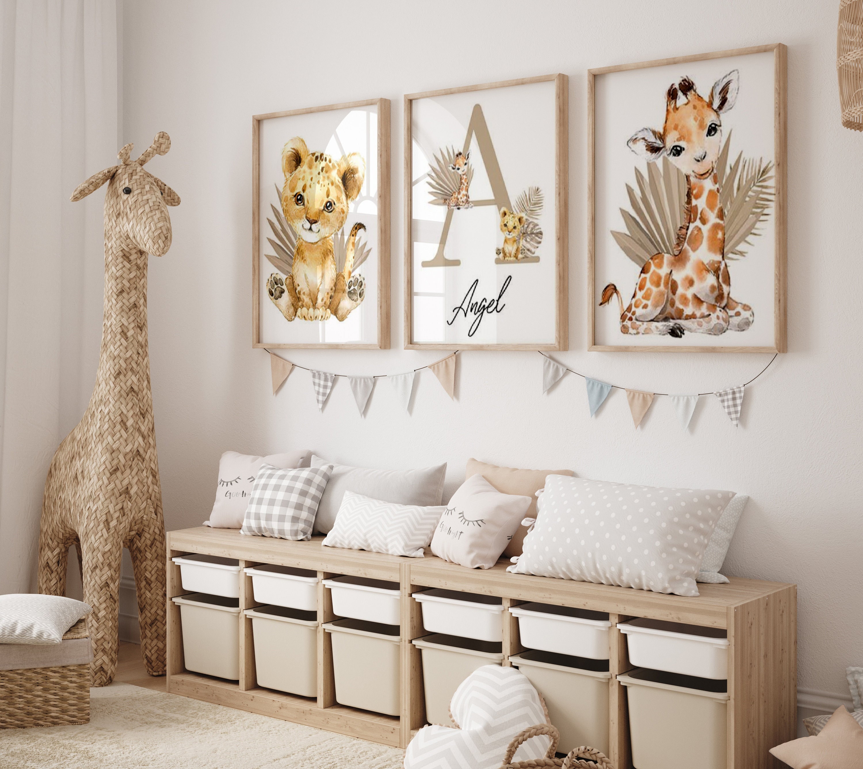 Nordic Ideas 3 Poster Bebe Animaux Girafe Elephant Tigre Affiche Chambre  Garcon Tableau Enfants Décorations Murales Impression sur Toile sans Cadre  PTANB001-M : : Bébé et Puériculture