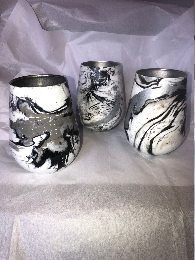 Insulated Marbled Tumbler Wine Glass