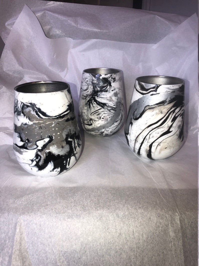 Insulated Marbled Tumbler Wine Glass