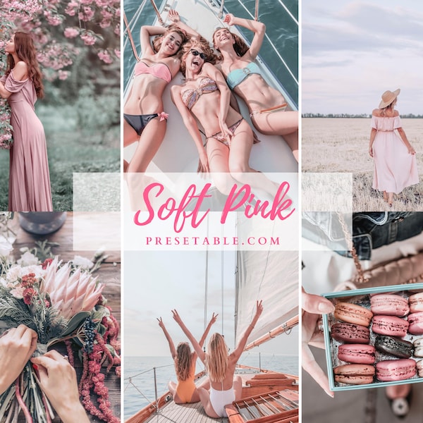 8 SOFT PINK Lightroom Mobile & Desktop Presets / Blogger / Vlogger / Insta / Cute / Pink / Soft