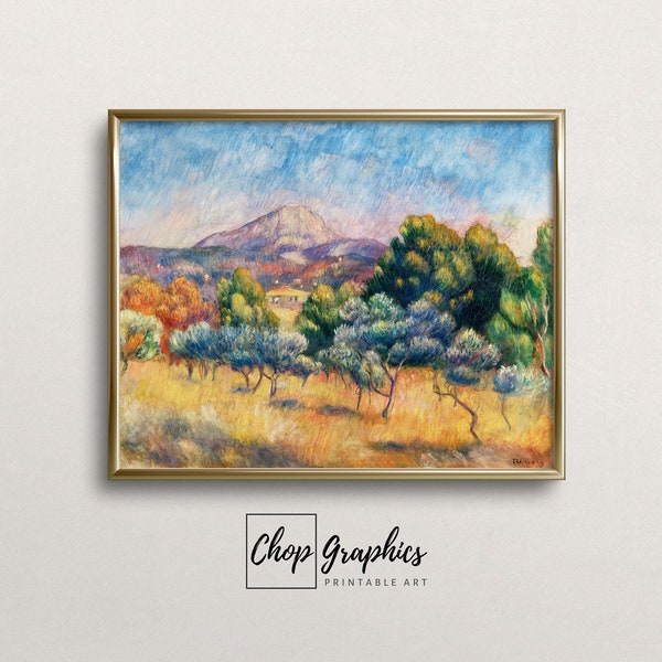 Paysage Landscape Painting |  Pierre-Auguste Renoir Print | Vintage Print Montagne Sainte-Victoire| PRINTABLE Wall Art | DIGITAL DOWNLOAD
