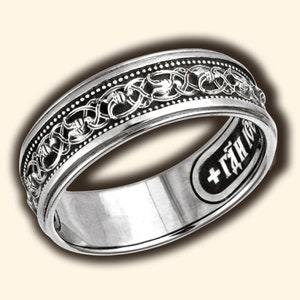Lords Prayer schmucker christlicher Ring Silber 925. St. Vogelbild