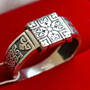 Christlicher Ring Alter Stil Russisch-Orthodoxer Silber 925 Ring mit Ornament. Kostbare Kreuzgebet ( Größe US 12 1/2 , 22mm )