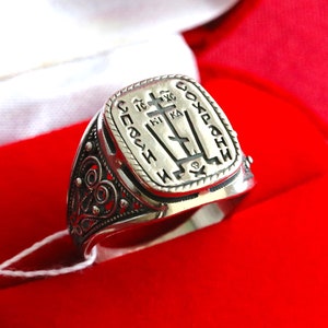 Save and protect prayer ring NIKA IC XC russian greek Christian orthodox Silver 925 ( size 12 1/2 , 22mm )