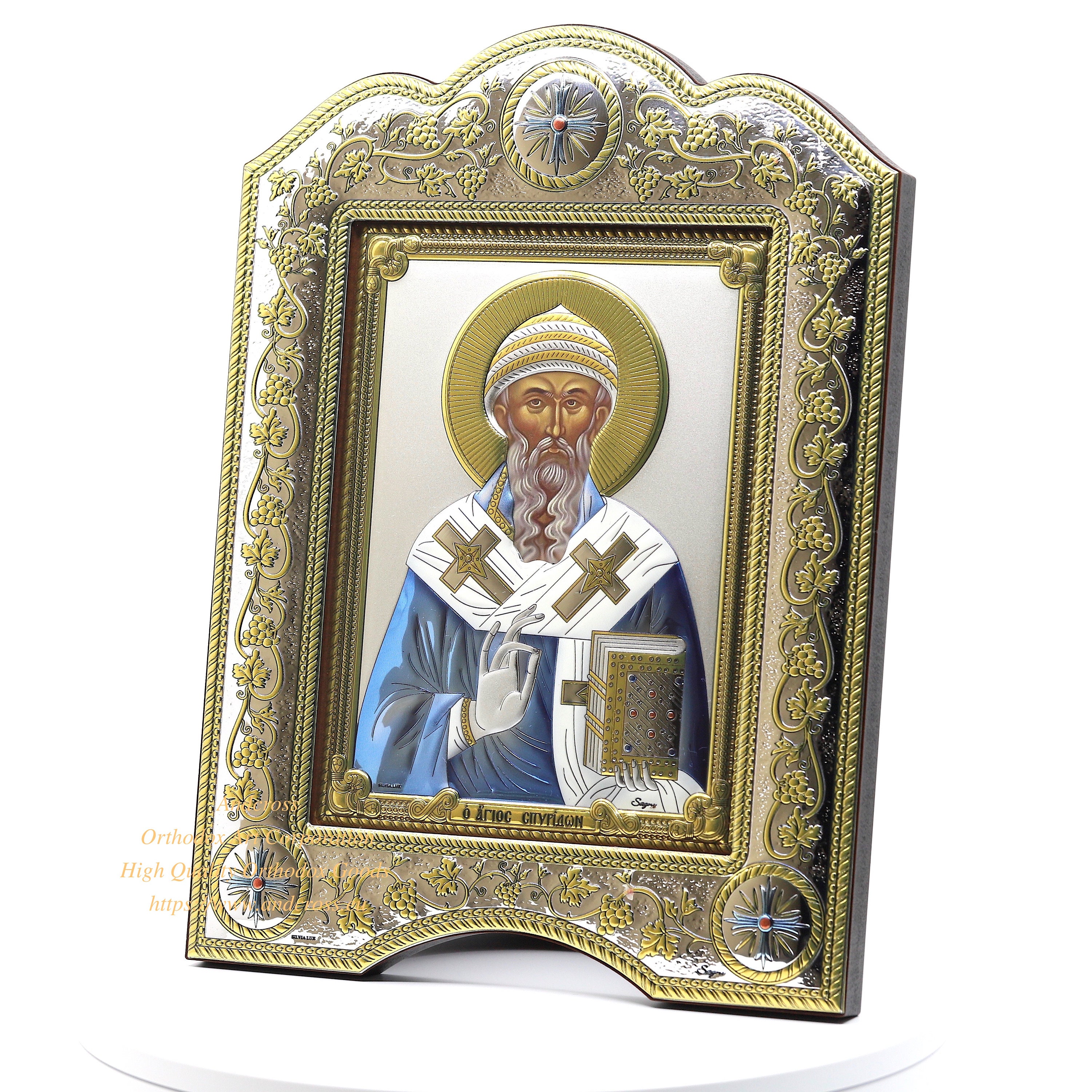 The Great Miraculous Christian Orthodox Silver Icon the Saint Spyridon ...