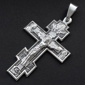 Men Christian Orthodox Prayer Necklace Body Cross Silver 925 Save And Protect Prayer