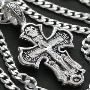 Ciondolo a croce di preghiera di Santa Sofia, gioiello ortodosso greco-russo in argento sterling 925 Vera, Nadezhda, Ljubov, fatto a mano, regalo di fede per il battesimo