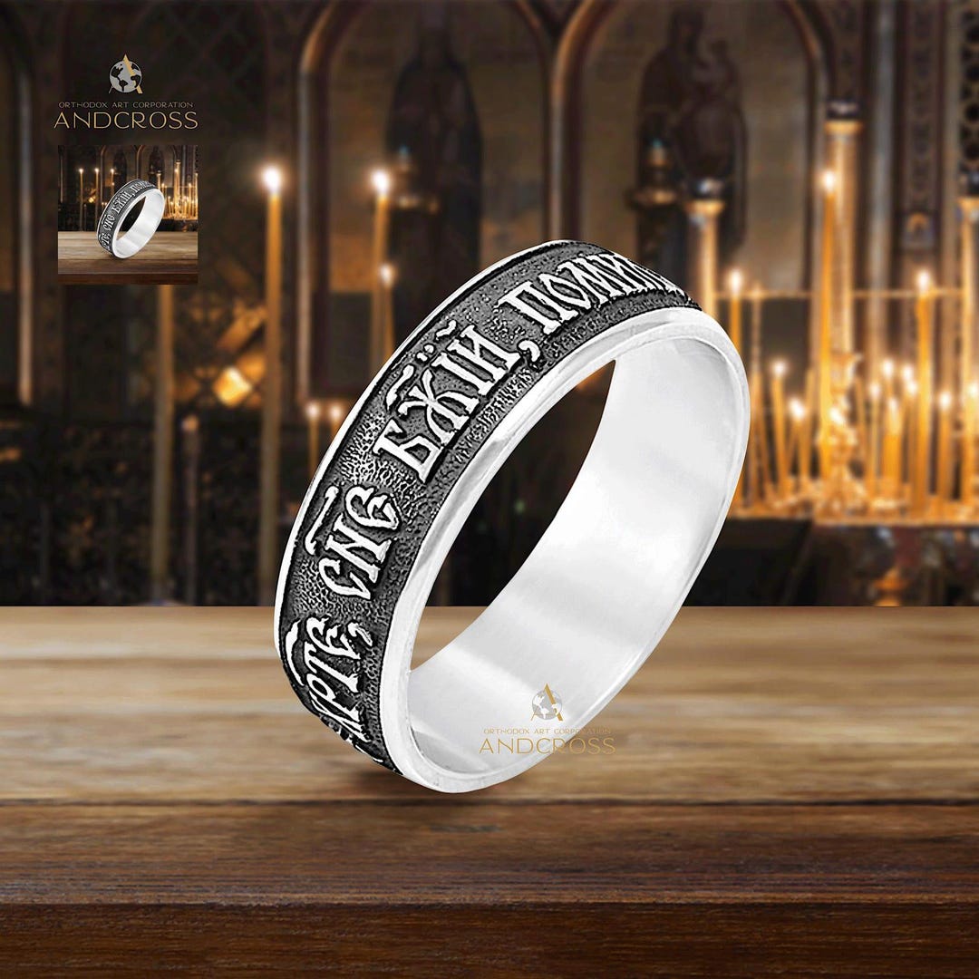 Christian Orthodox Blessed Prayer Ring Silver 925 Lord Jesus Christ ...