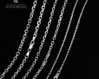 925 Sterling Silver Solid Anchor Chain Link Necklace High Polish Woman Man Unisex 1.5mm 2.5mm 4mm