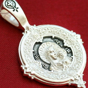 Mother Of God Kazan Small Christian Body Pendant Medal. Russian Orthodox Jewelry Silver 925