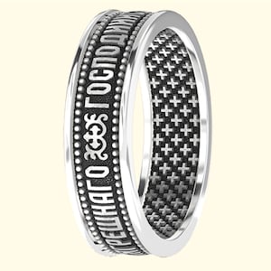 Jesus Christ Prayer Russian Orthodox Solid Silver 925 Band Christian Jewelry NEW Protective Ring