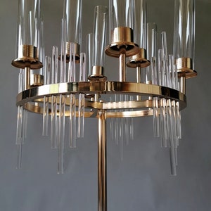 9 Arm Large GOLD Metal Candelabra Wedding Centerpiece Acrylic Design ...