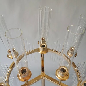 9 Arm Large GOLD Metal Candelabra Wedding Centerpiece Acrylic Design ...