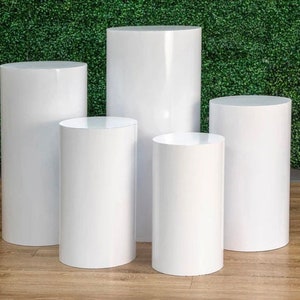 Set of 5 Cylinder White Stand, White Cylinder Stand for Dessert, 5 Piece Cylinder Stands, Stands for Weddings, Birthdays, Cake Stands