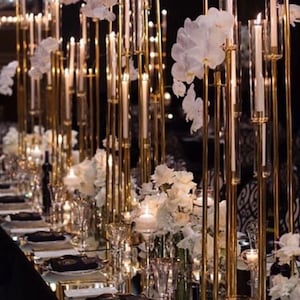 10 Arm Gold Cluster Candelabra READY TO SHIP Glass Tall Large Candle holder Heavy Metal candleabra Engagement Showers Birthday Centerpiece