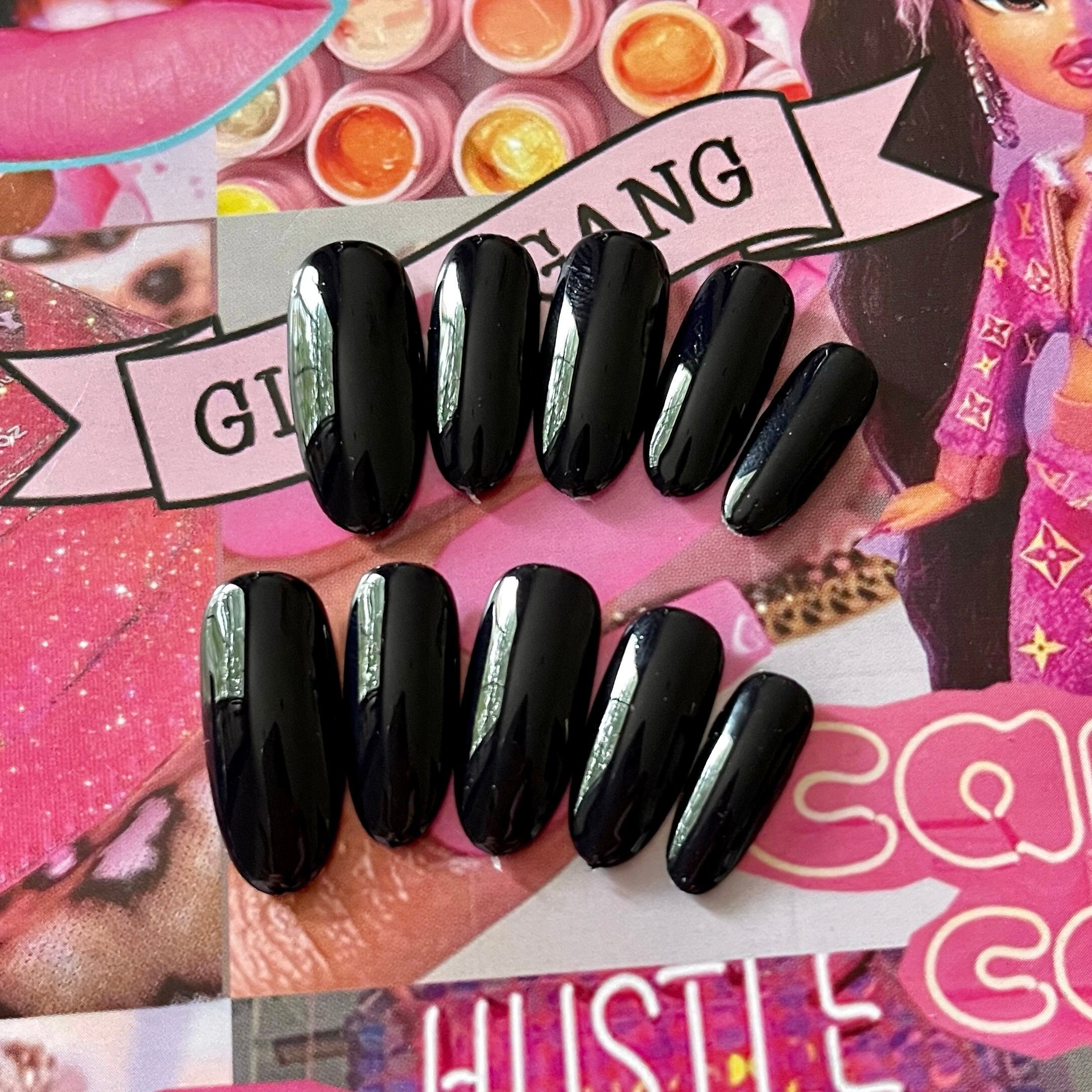 Black Heart Gel Press-on Nails FREE Glue Nail Prep Kit - Etsy