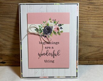 Handmade Wedding Greeting Card - Happy Wedding Day - Wedding Card - Card Wedding - Bridal Card - Beginnings are a Wonderful Thing