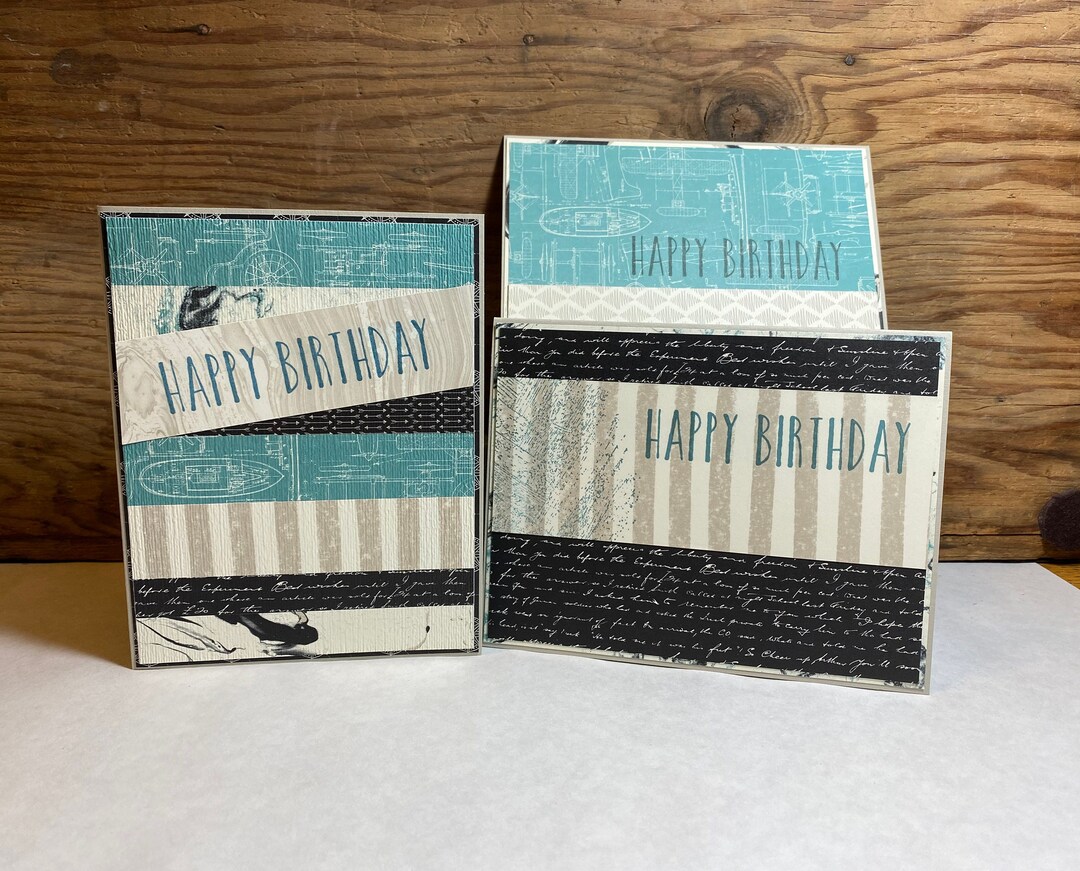 Handmade Happy Birthday Cards - Set of 3 Cards - Birthday Greeting Card ...