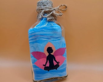 SAND ART Bouteille en verre personnalisée, Méditation