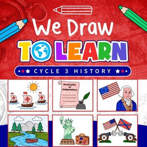 LICENCIA DE GRUPO - CC Ciclo 3 Historia / Cómo dibujar la historia de Estados Unidos / Libro para colorear clásico para la educación en casa