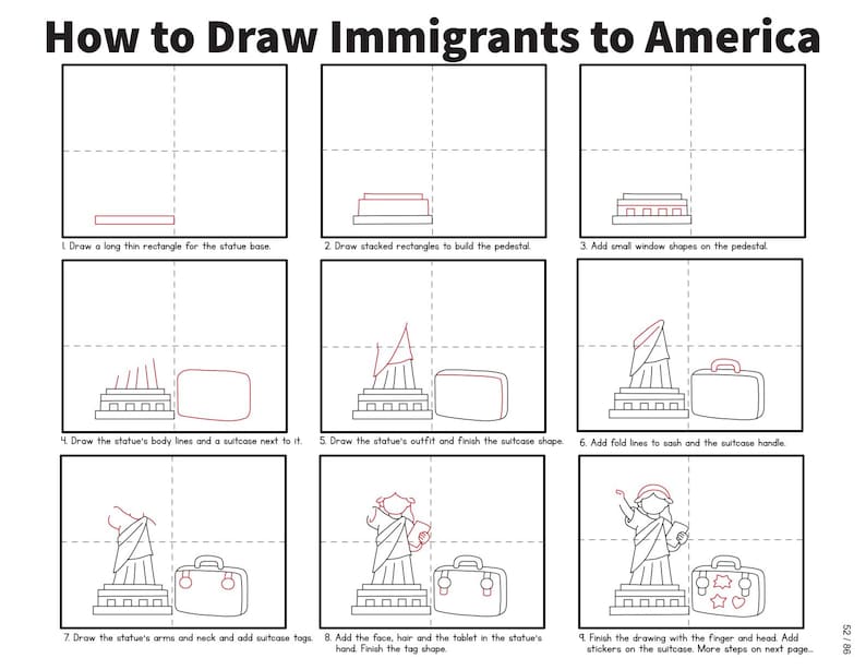 CC Cycle 3 History | How to Draw American History | Classical Homeschool Coloring Book image 12