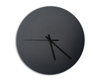 Horloge Murale Silent Métal Cuir Noir - Cuir Recyclé - OEKO-TEX®