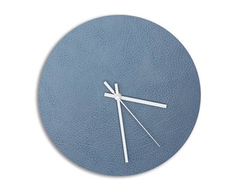 Wall clock silent leather sea blue - Recycled leather - OEKO-TEX®